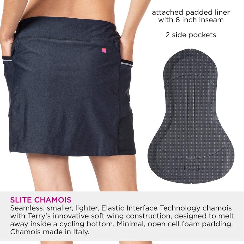 Terry Fixie Skort, Womens Cycling Skirt with Attached Padded Liner Short, Athletic Sport Performance Stretch Bike Skirt - Image 5